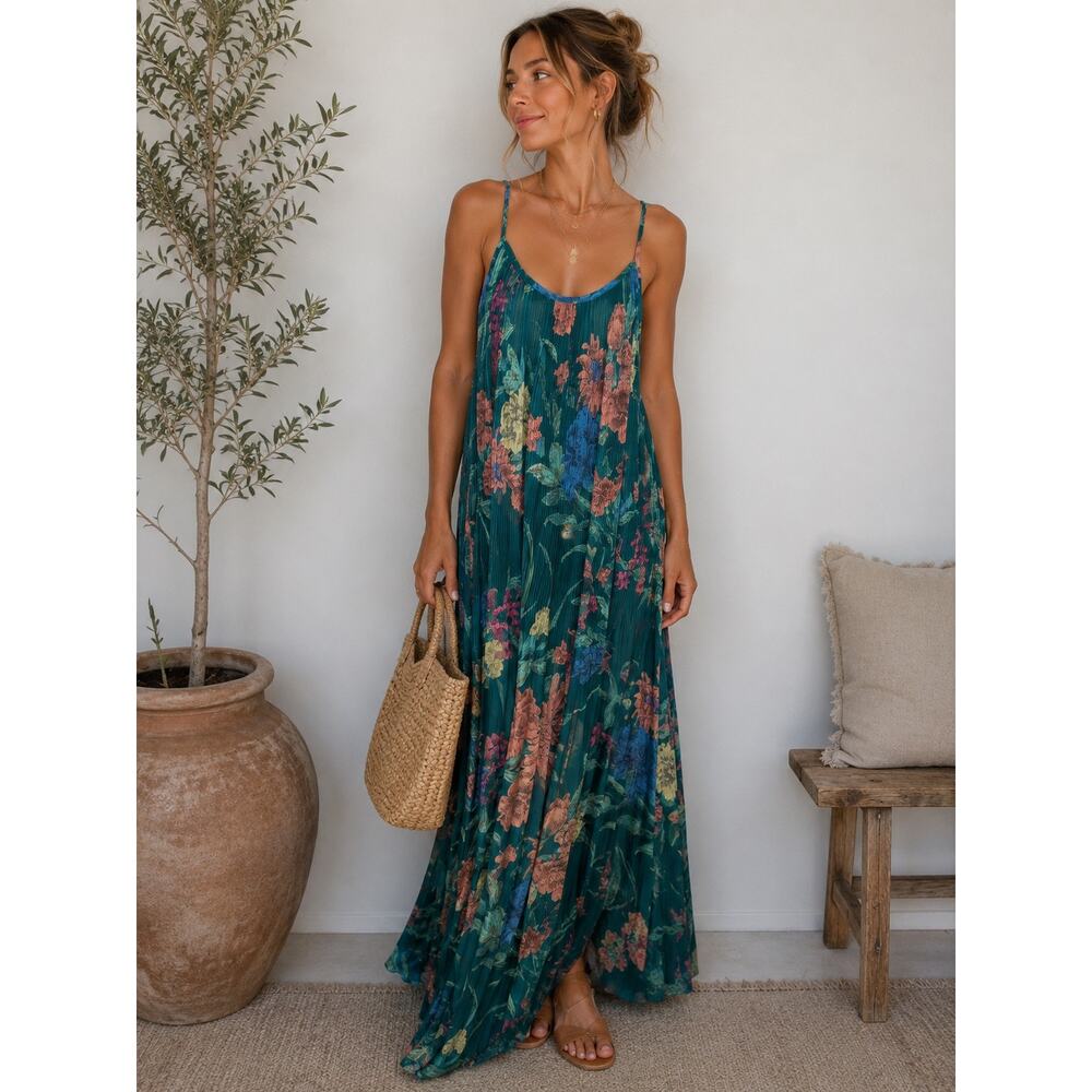 Current Air Teal Floral Maxi Dress